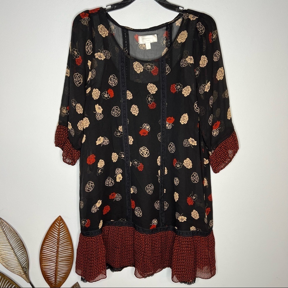 Moulinette Soeurs Anthropologie Floral Sheer Silk Dress